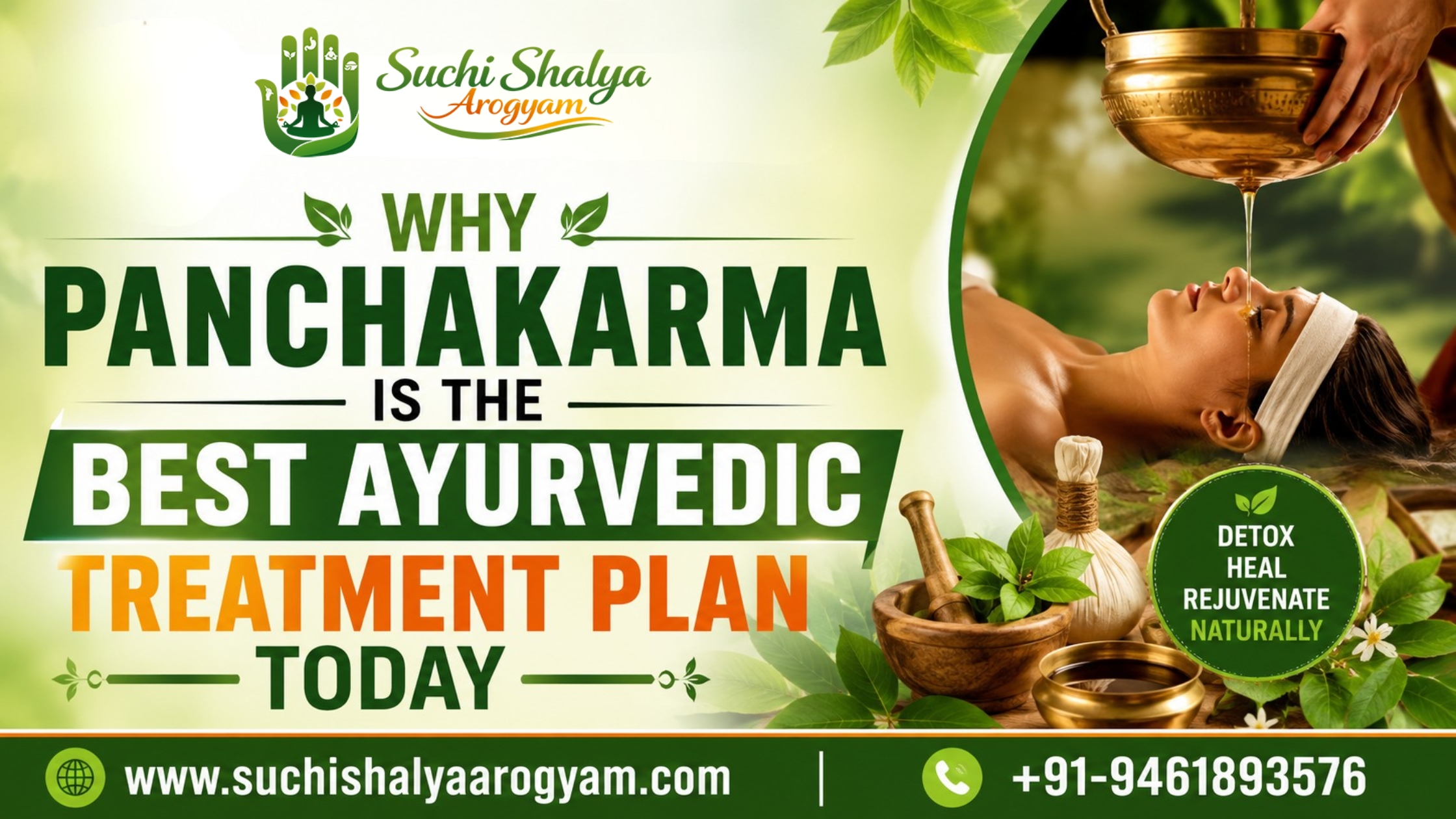 Ayurvedic Panchakarma treatment banner for natural detox healing wellness and stress relief at Suchi Shalya Arogyam clinic.